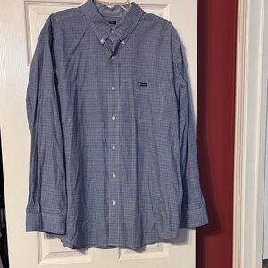 Chaps  Men's Checkered Blue Button-Down Shirt size xxl easy care